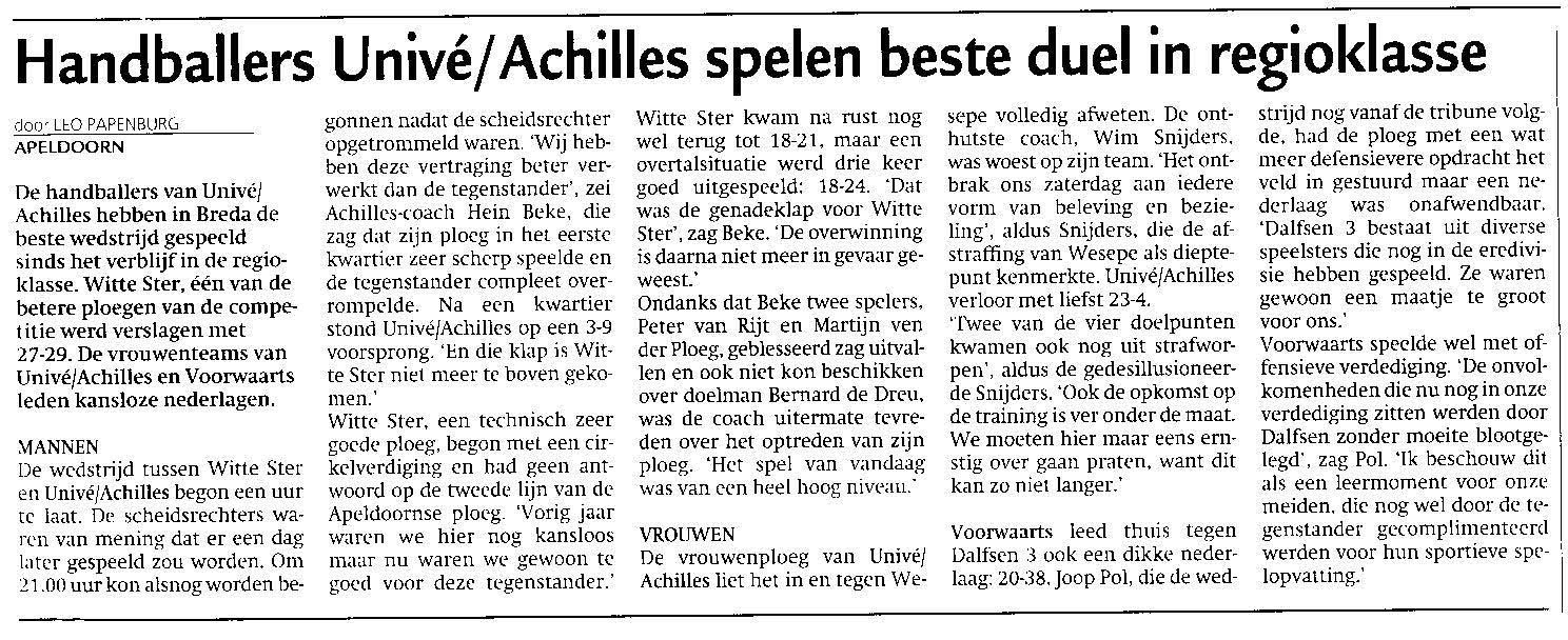 Heren 1 Unive Achilles leveren goede prestatie