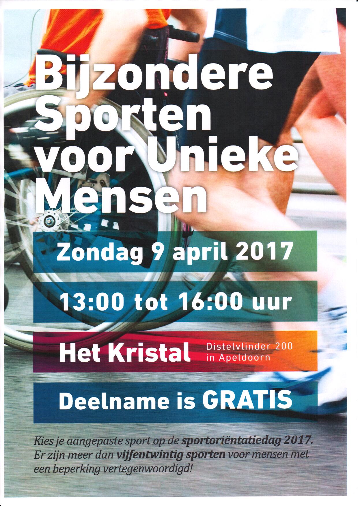 Sportorientatiedag Bijzondere Sporten voor Unieke Mensen 9 april 2017
