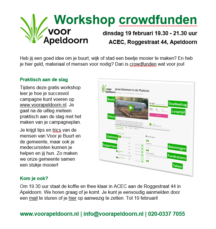 Workshop crowdfunden voor Apeldoorn