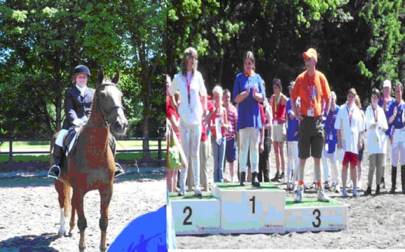 Germy Schuyl ferm te paard bij de prijsuitreiking