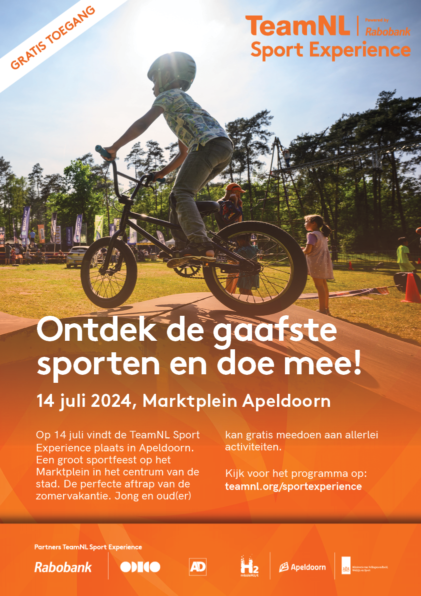 De TeamNL Sport Experience komt op 14 juli naar Apeldoorn