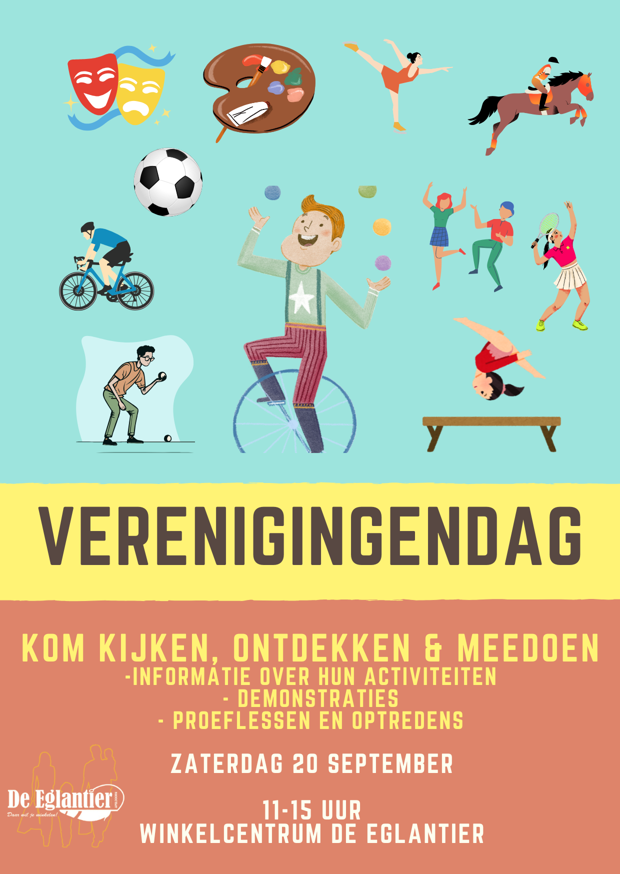 Verenigingen dag op Winkelcentrum Eglantier! Zaterdag 4 oktober 