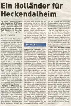 Artikel Mark Hendriks - SV Heckendalheim